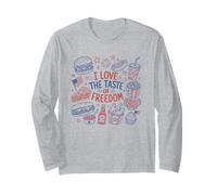 I Love The Taste of Freedom Vintage American Foods Gráfico Manga Larga
