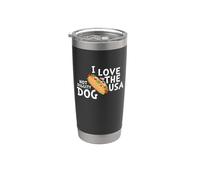 I Love The USA Hot Diggity Dog American Flag 4th Of July Vaso térmico de acero inoxidable de doble pared