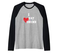 I Love Thick Girls Bold Funny Heart Humor Design Tees Camiseta Manga Raglan
