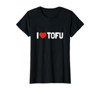 I Love Tofu - Funny Heart Vegan Vegetarian Valentine Camiseta gráfica económica, Mujer, Negro, M