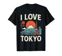 I Love Tokyo Japón Monte Fuji Horizonte Estética Viajes Camiseta