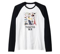 I Love Tokyo, Wonderful Tokyo Japan Childish Culture Doodles Camiseta Manga Raglan