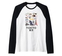 I Love Tokyo, Wonderful Tokyo Japan Childish Culture Doodles Camiseta Manga Raglan