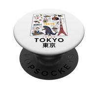 I Love Tokyo, Wonderful Tokyo Japan Childish Culture Doodles PopSockets PopGrip Adhesivo