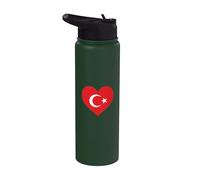 I Love Türkiye In My Heart Bandera Turca Arte Orgullo Nacional Stainless Steel Insulated Water Bottle
