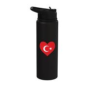 I Love Türkiye In My Heart Bandera Turca Arte Orgullo Nacional Stainless Steel Insulated Water Bottle