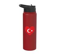 I Love Türkiye In My Heart Bandera Turca Arte Orgullo Nacional Stainless Steel Insulated Water Bottle