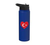 I Love Türkiye In My Heart Bandera Turca Arte Orgullo Nacional Stainless Steel Insulated Water Bottle