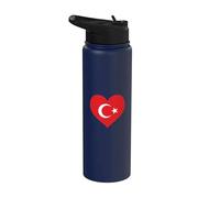 I Love Türkiye In My Heart Bandera Turca Arte Orgullo Nacional Stainless Steel Insulated Water Bottle