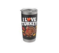 I Love Turkey Acción de Gracias Humor Diversión Vaso térmico de acero inoxidable de doble pared