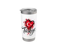 I Love Turkey Vacaciones Viaje Corazón Bandera Souvenir Art Vaso térmico de acero inoxidable de doble pared