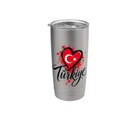 I Love Turkey Vacaciones Viaje Corazón Bandera Souvenir Art Vaso térmico de acero inoxidable de doble pared
