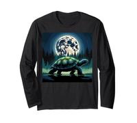 I Love Turtles Sea Costume Noche Paseo Fresco Luna Llena Árboles Manga Larga