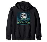 I Love Turtles Sea Costume Noche Paseo Fresco Luna Llena Árboles Sudadera con Capucha