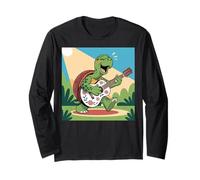 I Love Turtles Sea Playing Guitarra Rock Star Rock and Roll Manga Larga