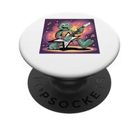 I Love Turtles Sea Playing Guitarra Rock Star Rock and Roll PopSockets PopGrip Adhesivo