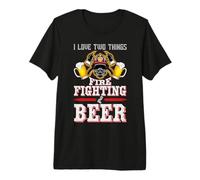 I Love Two Things Firefighting Beer Firefighter Fireman Camiseta Premium