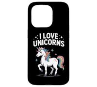 I Love Unicorns Rainbow Fantasía Diversión Carcasa para iPhone 15 Pro