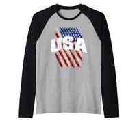 I Love USA, Cool United States of America Flag T Shirt, USA Camiseta Manga Raglan