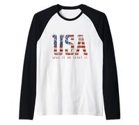 I Love USA, United States of America Flag, Patriotic USA Camiseta Manga Raglan