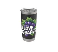 I Love Uvas Uva Fruta Ramo Viñedo Vino Vaso térmico de acero inoxidable de doble pared
