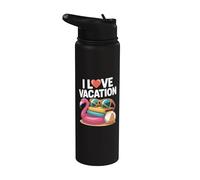 I Love Vacation Flamingo Beach Ball Gafas de sol Diversión Stainless Steel Insulated Water Bottle