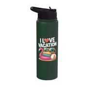 I Love Vacation Flamingo Beach Ball Gafas de sol Diversión Stainless Steel Insulated Water Bottle