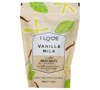 I Love Vanilla Milk Scented Bath Salts, With 99% Naturally Derived Ingredients Including ACB Bio-Water Bamboo, Lightly Fragranced Leaving Skin Feeling Silky & Smooth, Vegan-Friendly - 500g