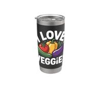 I Love Veggies Tomate Pepino Berenjena Vaso térmico de acero inoxidable de doble pared