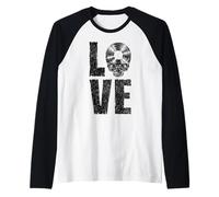 I Love Vinyl Old School Coleccionista de Discos de Calavera gótica Camiseta Manga Raglan