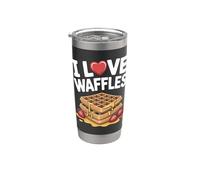 I Love Waffles - Jarabe de fresas con corazón Vaso térmico de acero inoxidable de doble pared