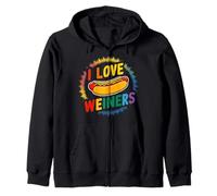 I Love Weiner Orgullo LGBT Rainbow Hot Dog Lovers Gay Lesbianas Sudadera con Capucha