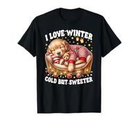 I Love Winter Dog Graphic For Mom Golden Retriever Christmas Camiseta