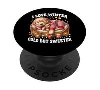 I Love Winter Dog Graphic For Mom Golden Retriever Christmas PopSockets PopGrip Adhesivo