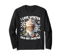 I Love Winter Saying For Coffee Lover Women Let It Snow Manga Larga