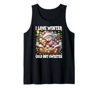 I Love Winter Sayings For Kitten Lover Cute Christmas Cat Camiseta sin Mangas