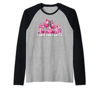 I Love You A Latte Pink Buffalo Plaid Decor Valentines GNOME Camiseta Manga Raglan