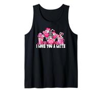I Love You A Latte Pink Buffalo Plaid Decor Valentines GNOME Camiseta sin Mangas