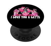 I Love You A Latte Pink Buffalo Plaid Decor Valentines GNOME PopSockets PopGrip Adhesivo