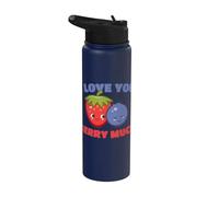 I Love You Berry Much I Frambuesa Dulces Bayas Frutas Niños Stainless Steel Insulated Water Bottle