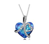 I Love You Forever Infinity Heart Pendant Necklace with Birthstone Crystal, Wedding Anniversary Birthday Gift for Her Female Wife Girlfriend Mom 1 Pie