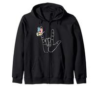 I Love You Hand Lenguaje de señas ASL Mariposa Arte de una línea Sudadera con Capucha