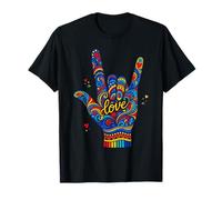 I Love You Hand Sign Lenguaje de señas Americano Groovy ASL Camiseta