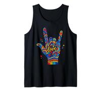 I Love You Hand Sign Lenguaje de señas Americano Groovy ASL Camiseta sin Mangas