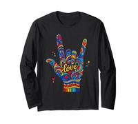I Love You Hand Sign Lenguaje de señas Americano Groovy ASL Manga Larga