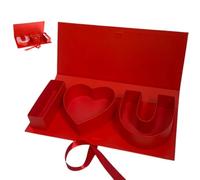 I Love You Heart-Shaped Gift Box, Caja de cardboard con cinta de cierre, I Heart U Design Red Packaging for Flowers, Chocolate, Candy, Romantic Presents for Valentine's Day, Annivers