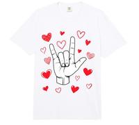 I Love You Lenguaje de señas Día de San Valentín ASL Hearts Comfort Colors Adult Heavyweight T-Shirt
