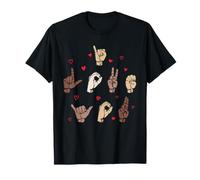I Love You San Valentín ASL Lenguaje de señas Corazones Camiseta