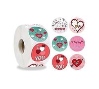 I Love You Stickers Roll 500pcs, 6 Colors Valentine's Day Stickers,...