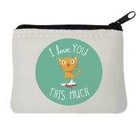 I Love You This Much Cute Cat Bird Hunting Monedero de neopreno 10 x 11 cm, color blanco, White, Talla única